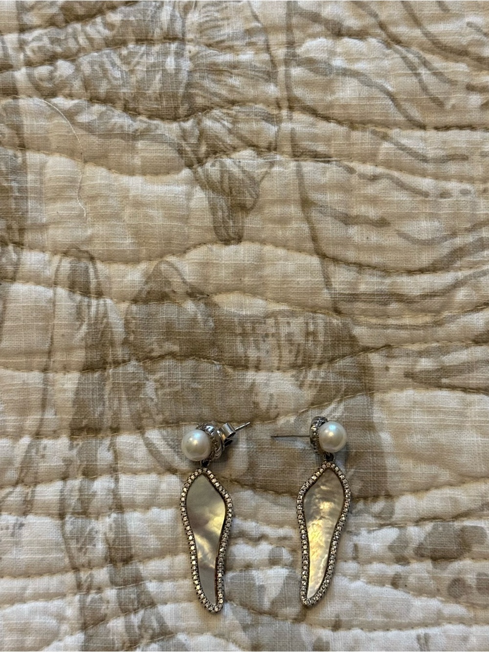 Vintage Style Mother of Pearl Halo Drop Earrings with Pearl Stud